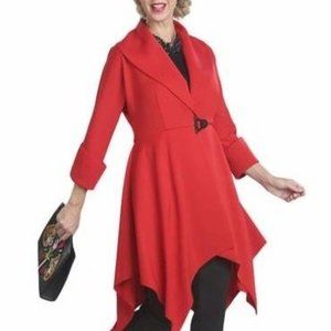 IC by Connie K Red Swing Jacket shawl collar XL